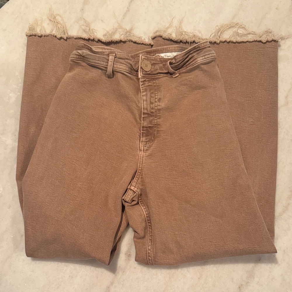 Zara Tan Flare & Wide Leg Jeans